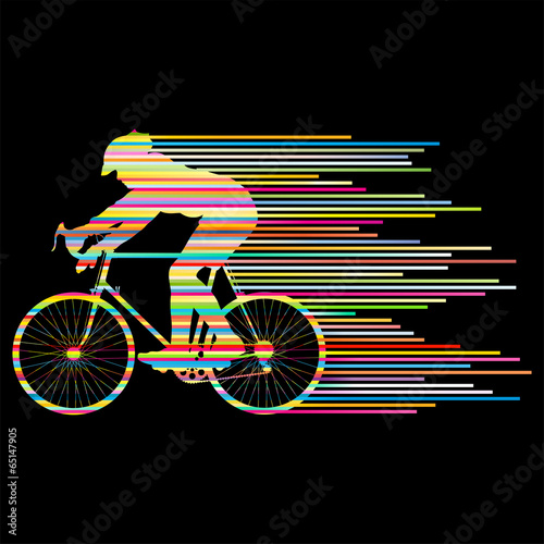 Cyclist vector background concept made of stripes