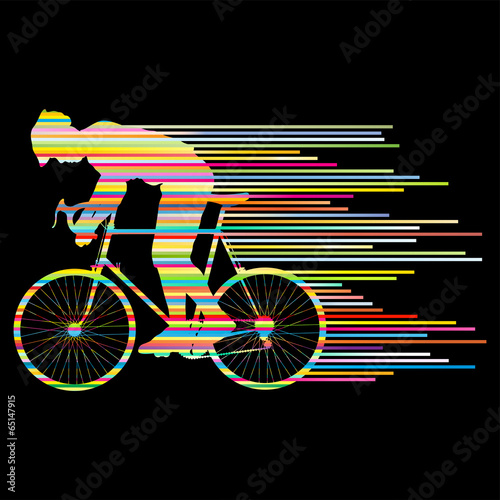 Cyclist vector background concept made of stripes