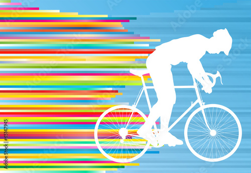 Cyclist vector background concept template made of stripes