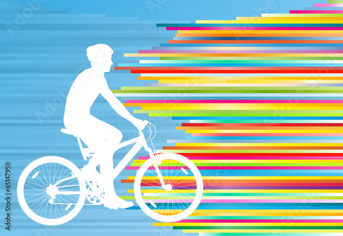 Fototapeta Naklejka Na Ścianę i Meble -  Cyclist vector background concept template made of stripes