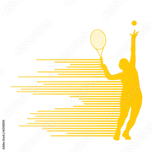 Tennis player abstract vector background concept made of stripes
