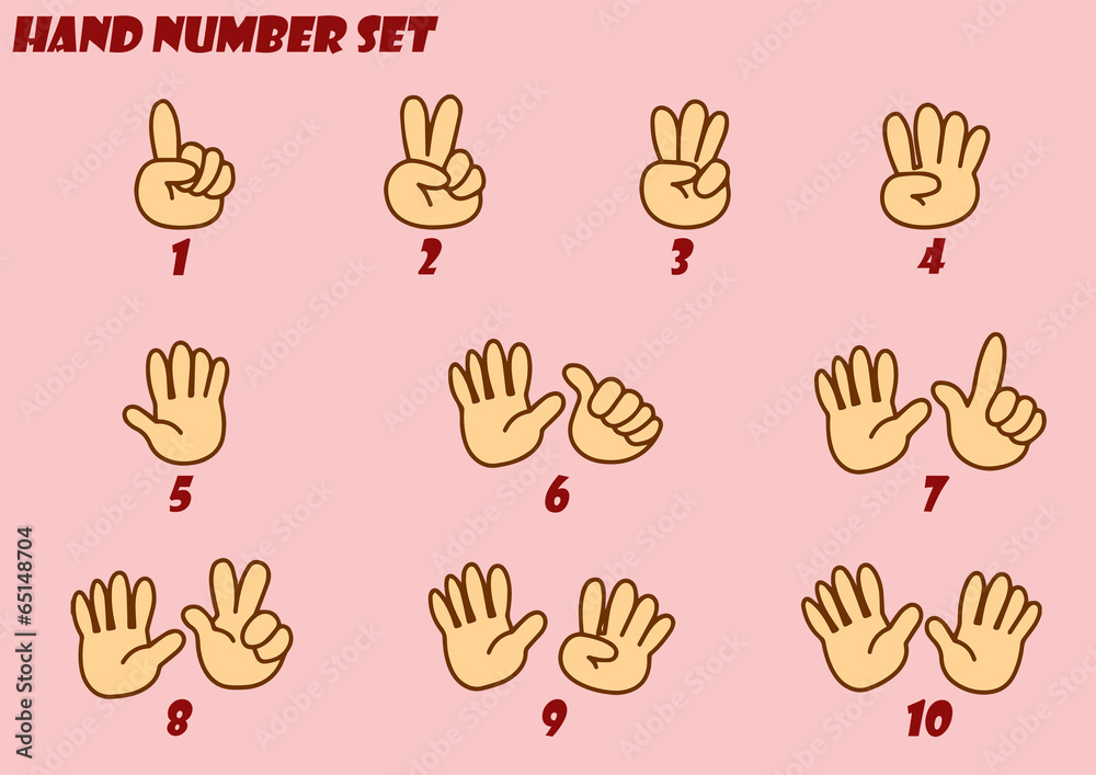 Cartoon hands collection-vector number set Stock Vector | Adobe Stock