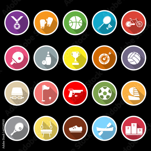 Sport game athletic icons with long shadow