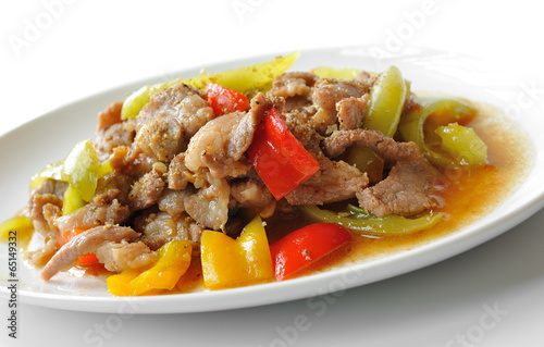 fried pork with chili. thailand food