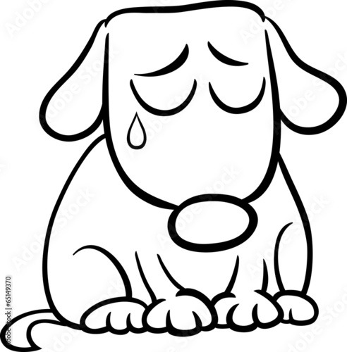 sad dog cartoon coloring page