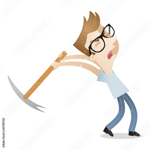 Young man, aggressive, ice ax