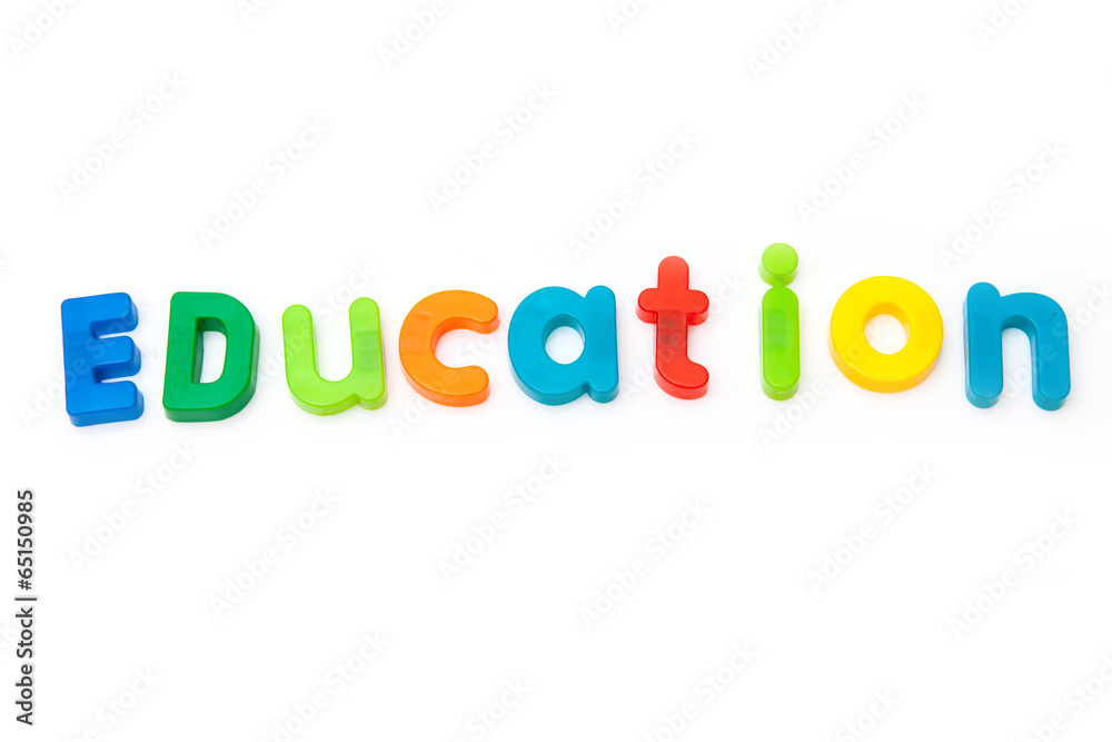 Education written in magnetic letters. Education written in magnetic letters.