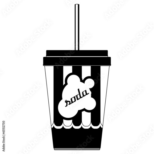Black And White Cinema Soda Icon Isolated