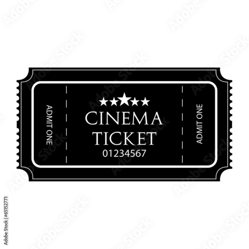 Black And White Cinema Ticket Icon Isolated