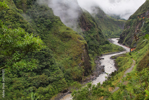 Views of winding Pastaza river and sheer mountains, Ecuador photo