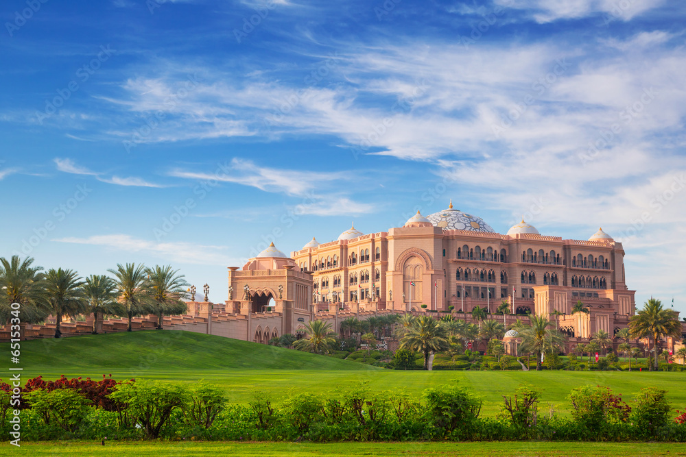 Emirates Palace and gardens in Abu Dhabi, UAE