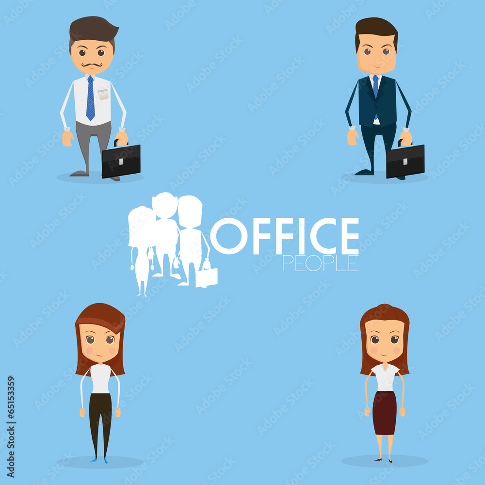 Set Of Funny Office Characters Isolated On Background Set Of Funny Office Characters Isolated On Background