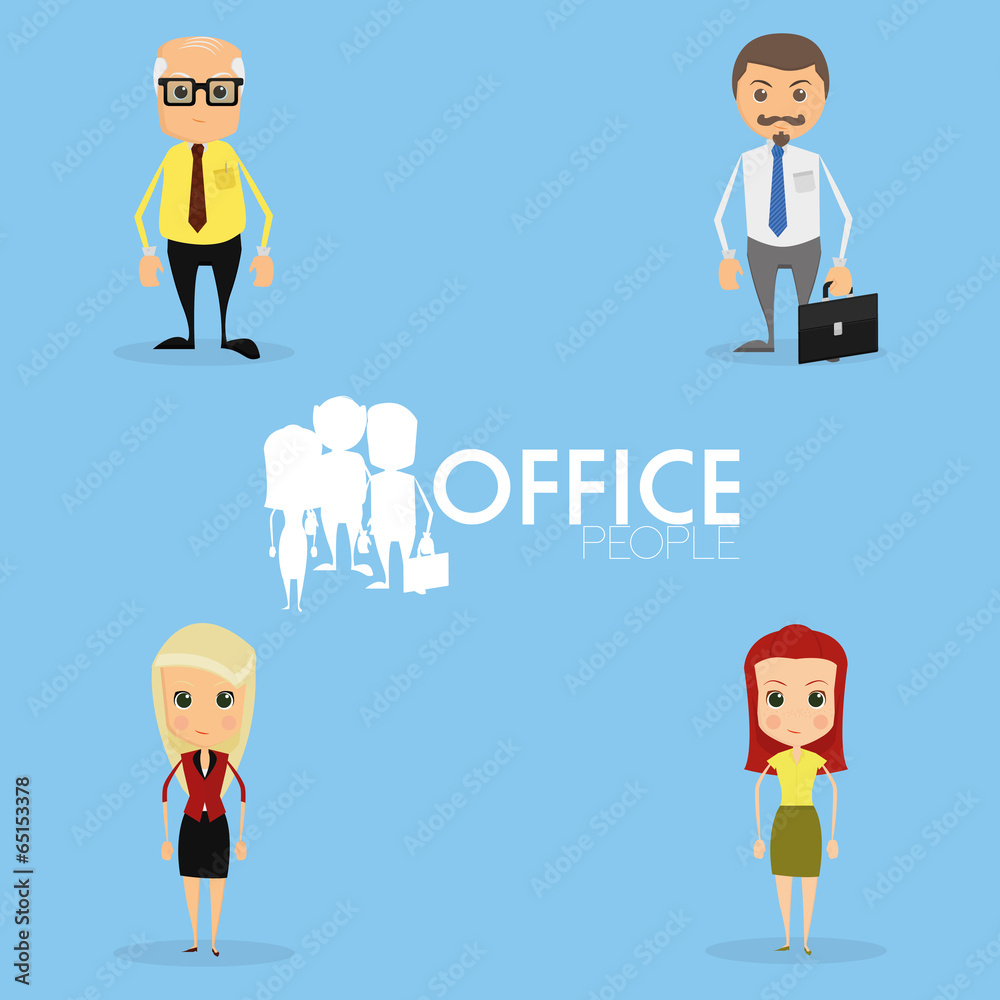 Set Of Funny Office Characters Isolated On Background