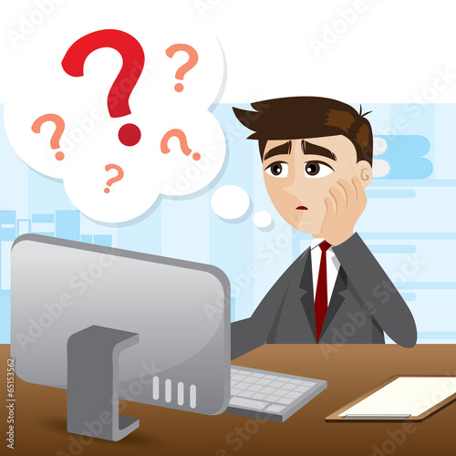 cartoon businessman with question mark
