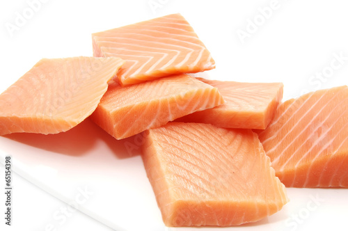 salmon dish with meat on a white background