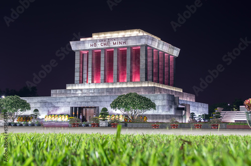 Ho Chi Minh Mausoleum in Hanoi at Night.
