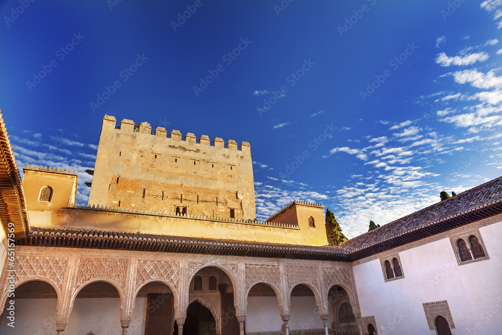 Fototapeta premium Alhambra Myrtle Courtyard Moorish Wall Designs Granada Andalusia