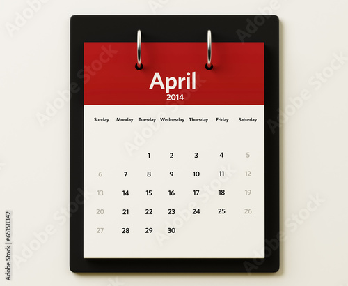 2014 April Calendar Planning