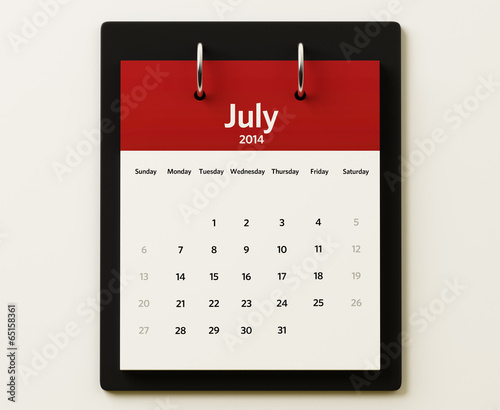 2014 July Calendar Planning