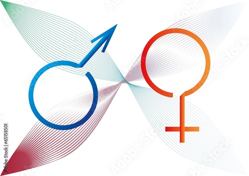 Two gender signs created from ribbon