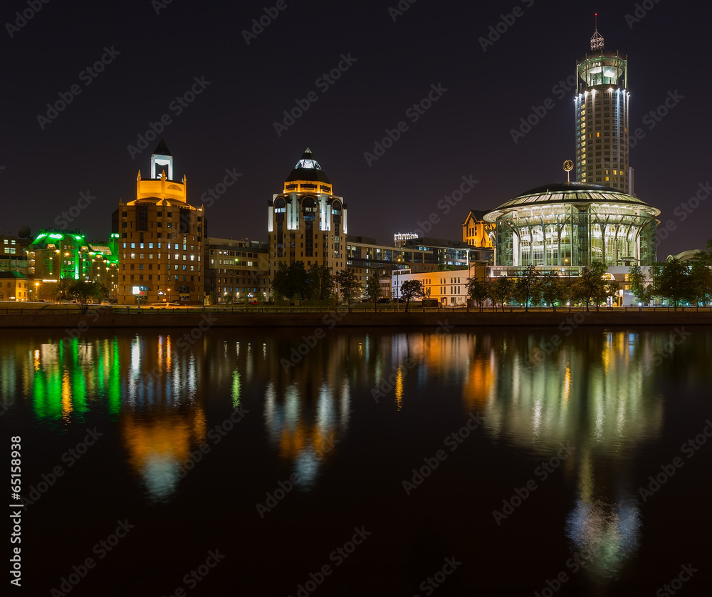 Kosmodamianskaya Embankment panorama at night late May Kosmodamianskaya Embankment panorama at night late May