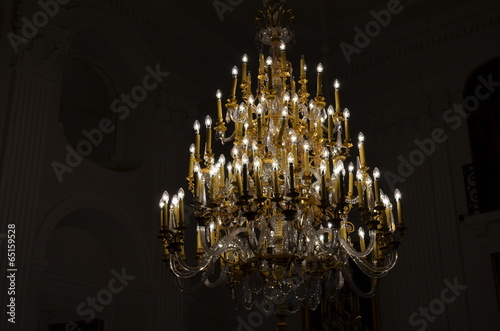Crystal, elegant chandelier photo