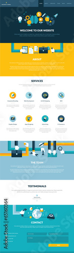 One page website design template in flat design style