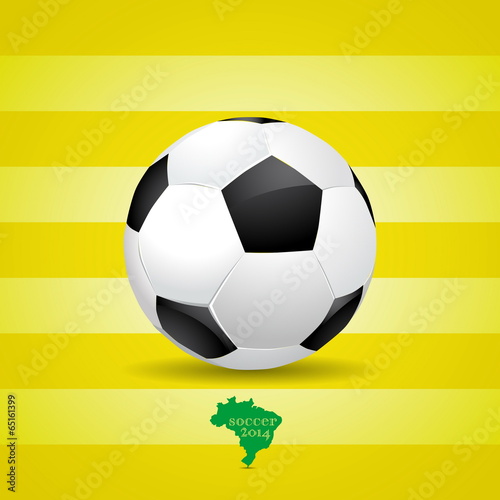 Soccer ball and Brazil map of soccer 2014  poster illustration