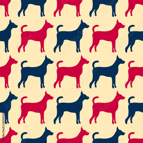 Animal seamless vector pattern of dog silhouettes. Endless textu