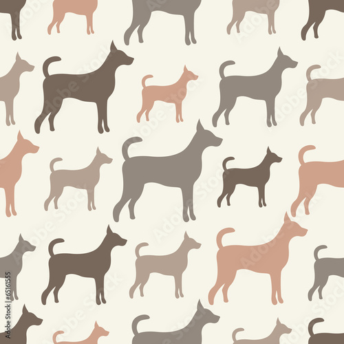 Animal seamless vector pattern of dog silhouettes. Endless textu