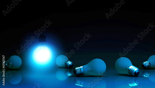 single lightbulb on representing unique, different, idea