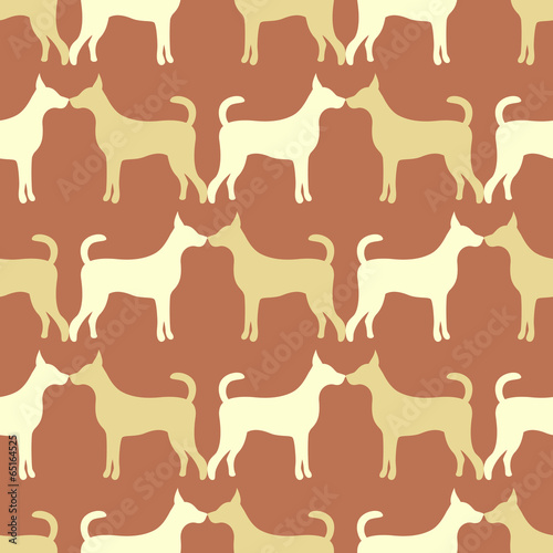 Animal seamless vector pattern of dog silhouettes. Endless textu