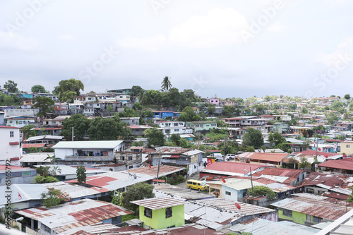 Aerial view of shanty towns in Panama City, Panama