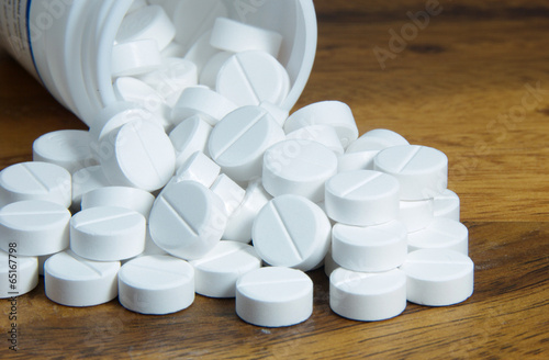 Oral medicine, paracetamol,white pills. photo