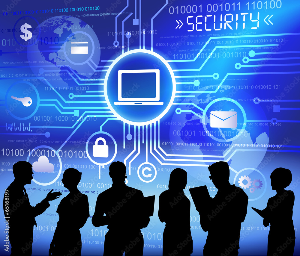 Silhouettes of Business People Working and Security Concept Silhouettes of Business People Working and Security Concept
