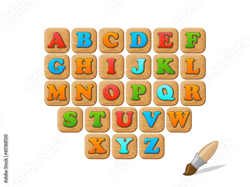 ABC wooden blocks funny kid vector set