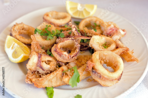 Fresh fried calamary rings