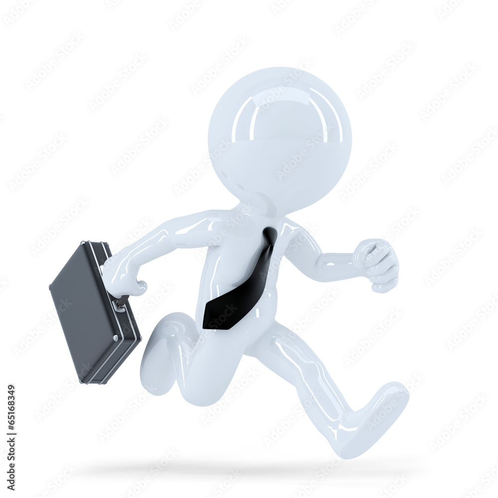 Running businessman. Isolated. Clipping path