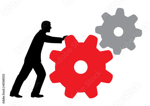 worker turns machines