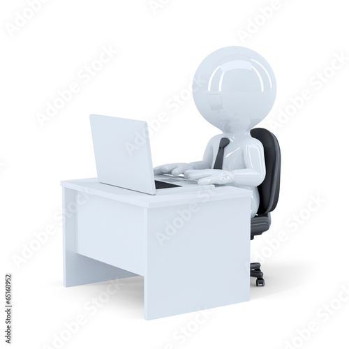 Office wotker. Isolated. Contains clipping path