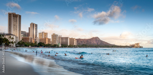 Bilde på lerret Waikiki Beach at sunset