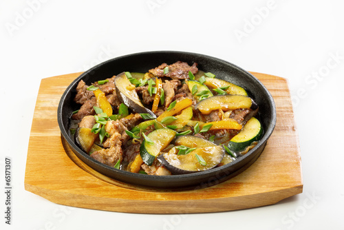 Meat and vegetables in the pan