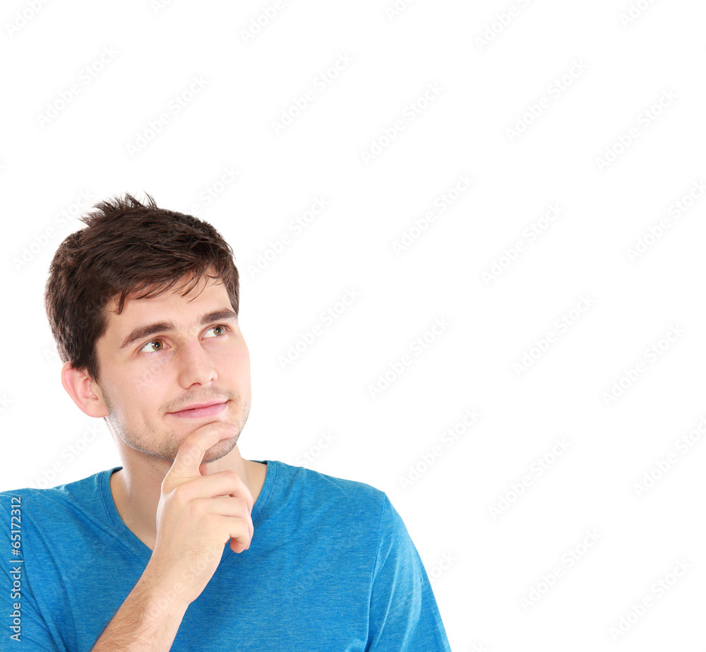 man looking up to copy space man looking up to copy space