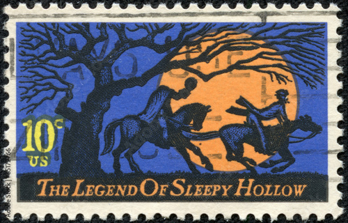 Headless Horseman pursuing Ichabod Crane