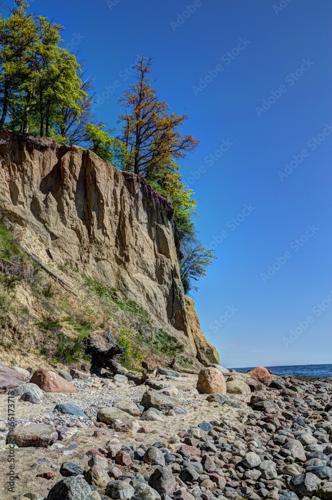 Fototapeta premium Seaside cliff in Gdynia Orlowo at Baltic sea, Poland