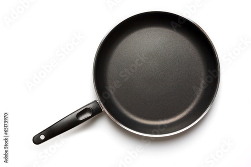Empty black pan on isolated background