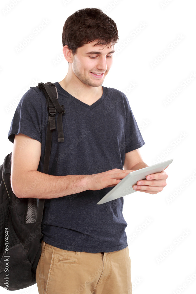young student using tablet pc young student using tablet pc