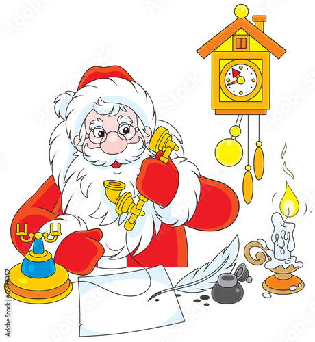 Santa Claus  talking on his old phone