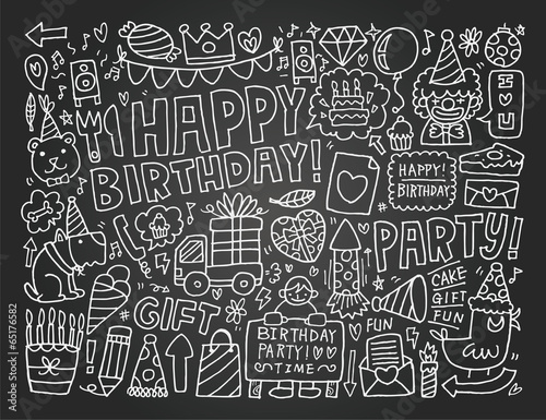 Blackboard Doodle Birthday party background