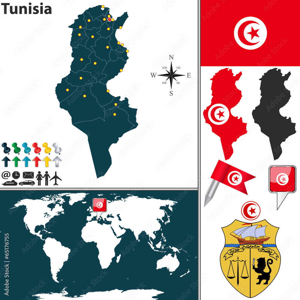 Obraz premium Map of Tunisia